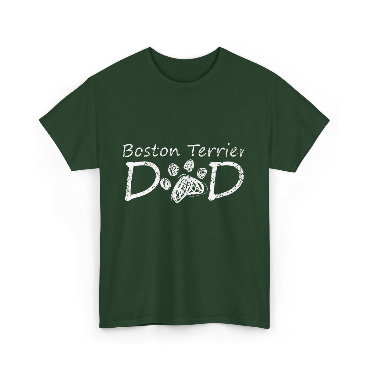 Boston Terrier Dad Dog T-Shirt - Forest Green