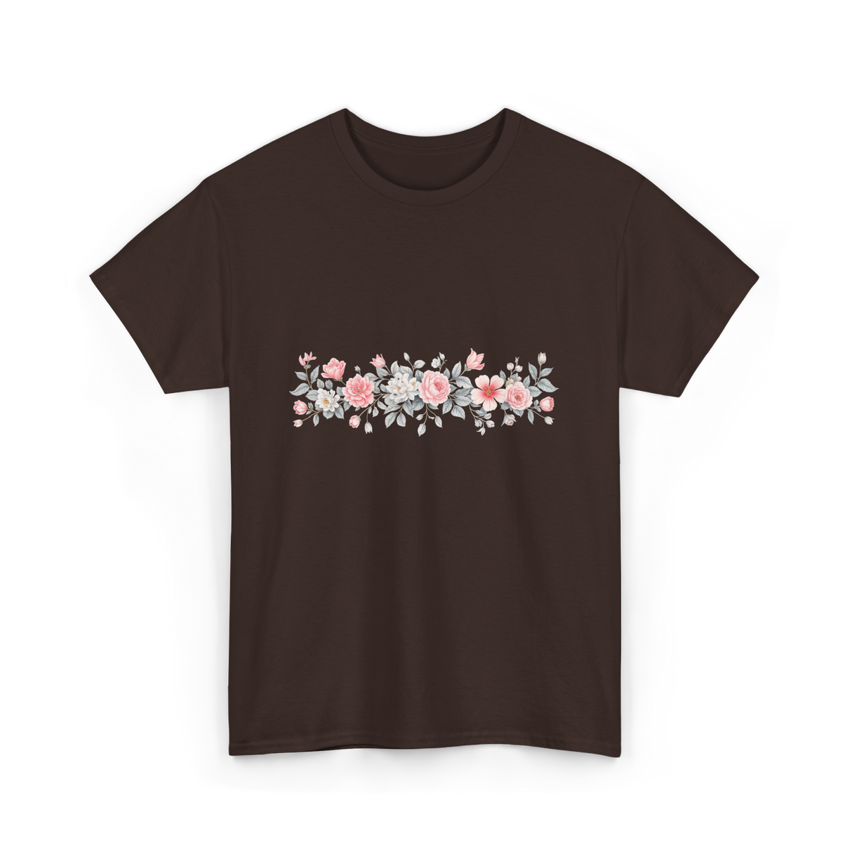 Botanical Flower Gardener Floral T-Shirt - Dark Chocolate