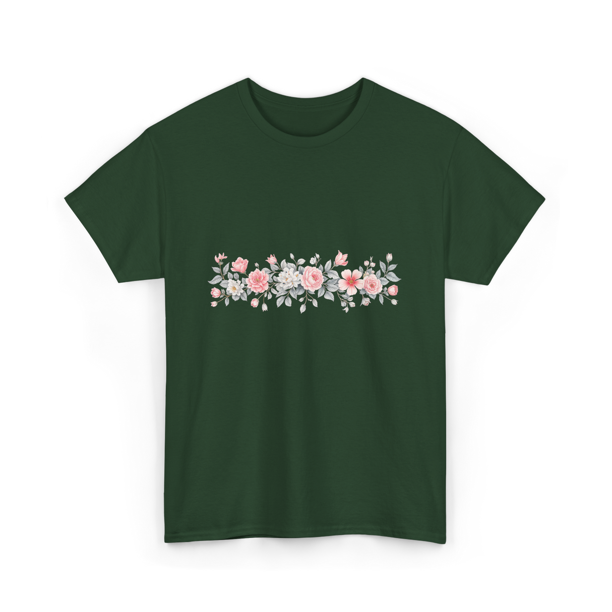 Botanical Flower Gardener Floral T-Shirt - Forest Green