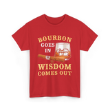 Bourbon Goes In Wisdom Comes Out Bourbon T-Shirt - Red