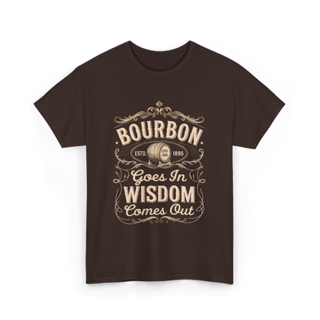 Bourbon Goes In Wisdom Comes Out Whiskey T-Shirt - Dark Chocolate