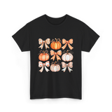 Bow Pumpkin Season Autumn Fall T-Shirt - Black