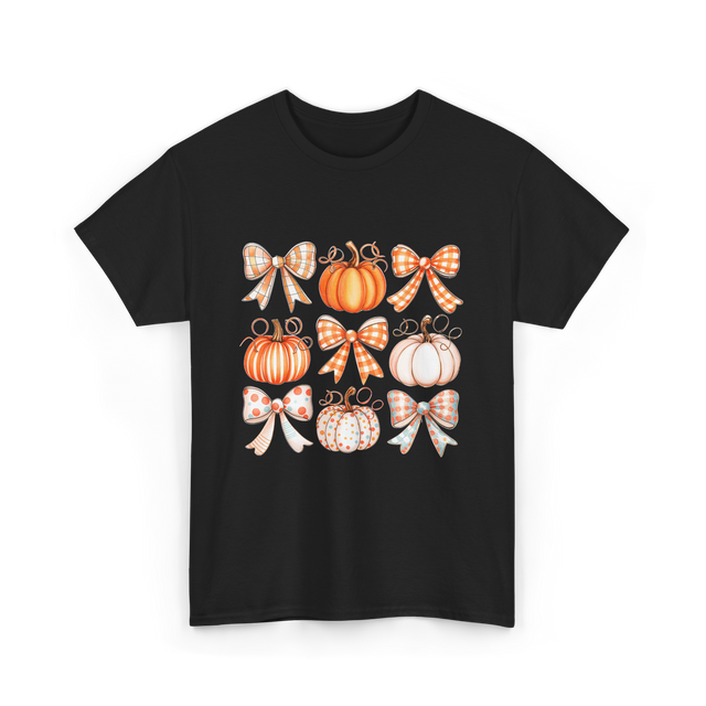 Bow Pumpkin Season Autumn Fall T-Shirt - Black