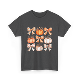 Bow Pumpkin Season Autumn Fall T-Shirt - Dark Heather