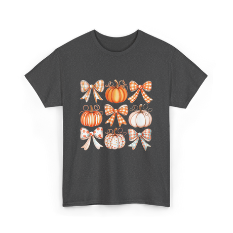 Bow Pumpkin Season Autumn Fall T-Shirt - Dark Heather