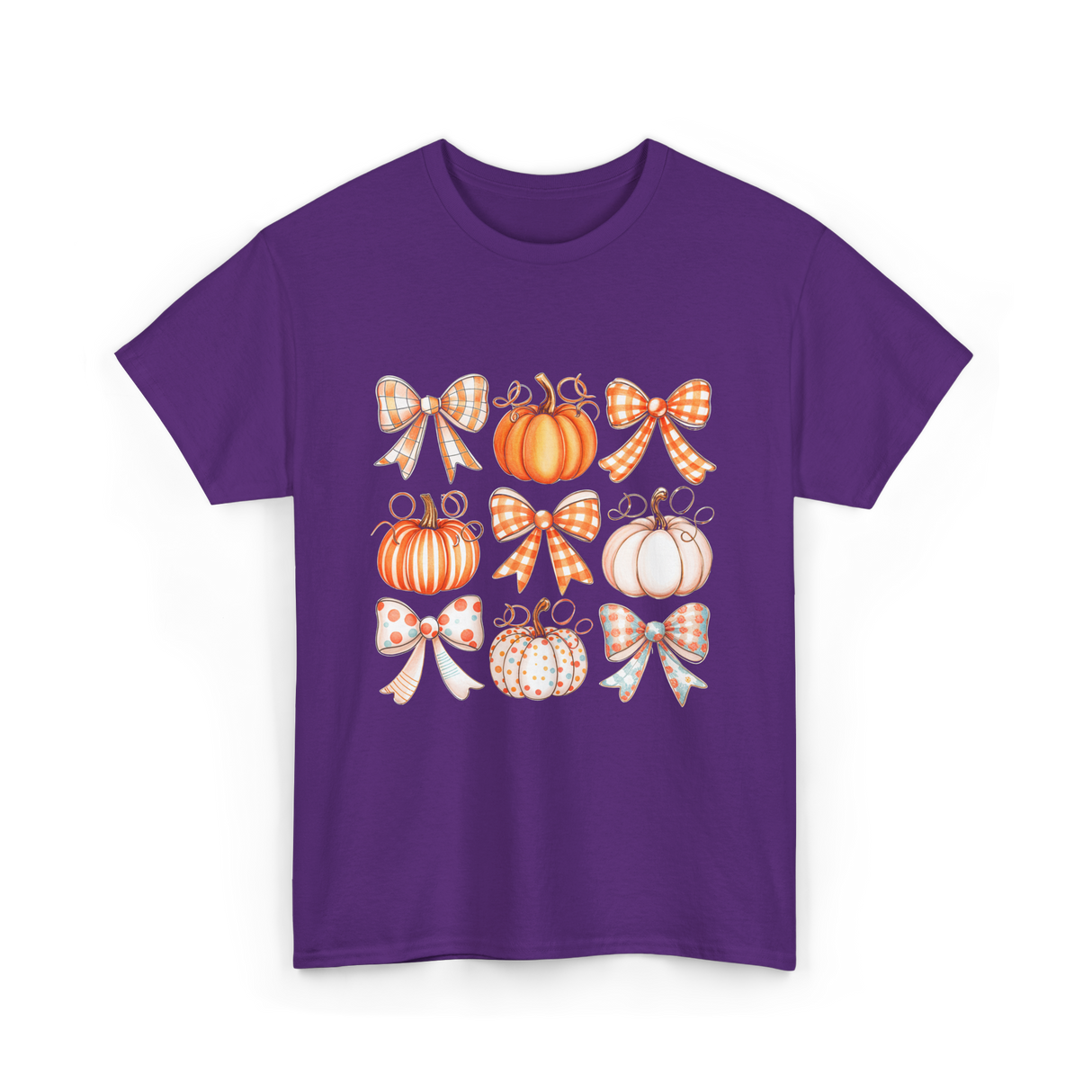 Bow Pumpkin Season Autumn Fall T-Shirt - Purple