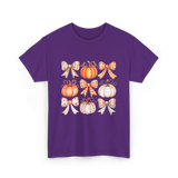 Bow Pumpkin Season Autumn Fall T-Shirt - Purple