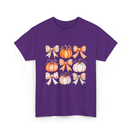 Bow Pumpkin Season Autumn Fall T-Shirt - Purple