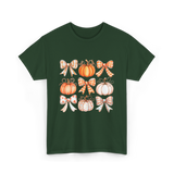 Bow Pumpkin Season Autumn Fall T-Shirt - Forest Green