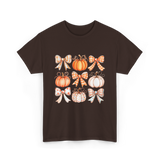 Bow Pumpkin Season Autumn Fall T-Shirt - Dark Chocolate