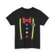 Bow Tie Suspenders Clown T-Shirt - Black