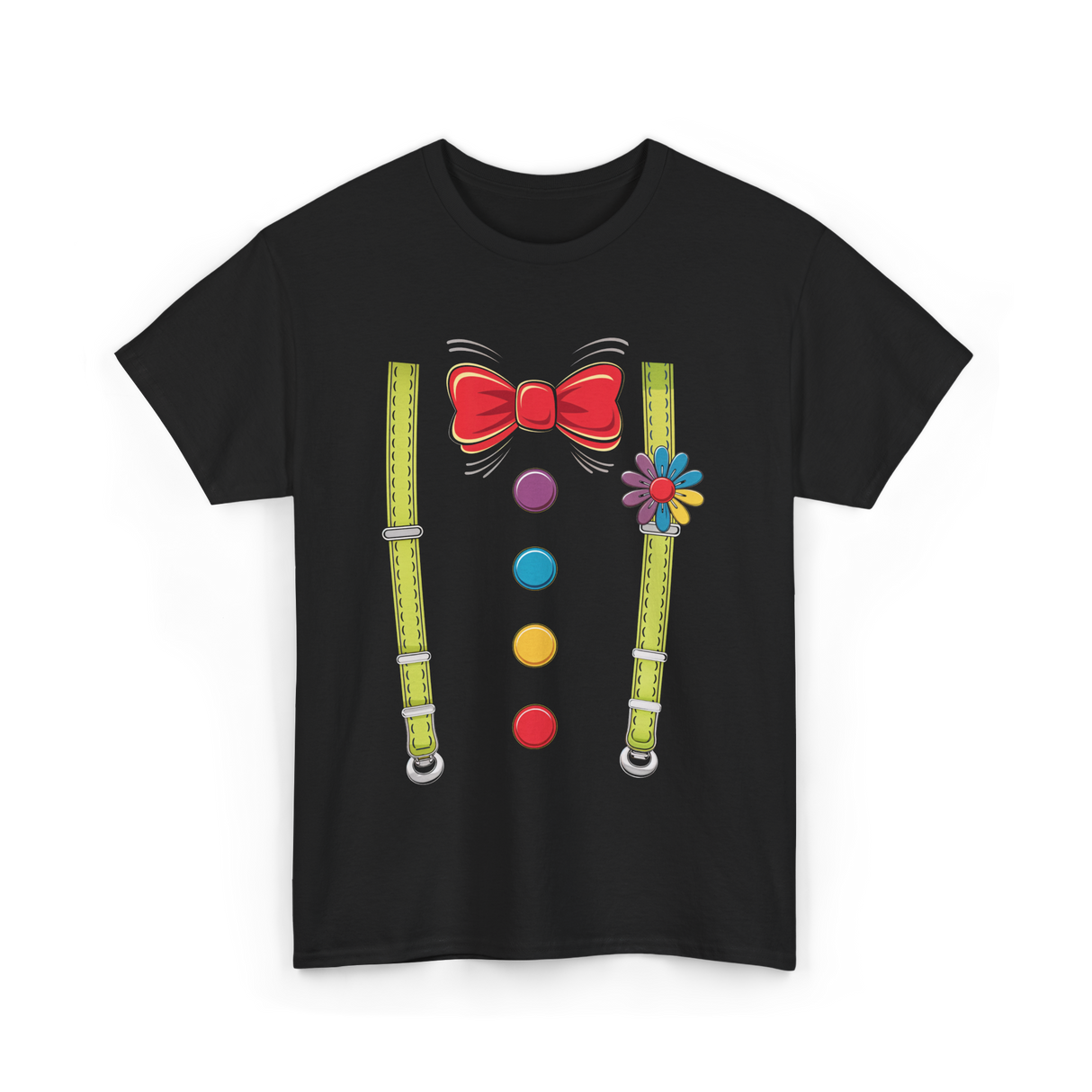 Bow Tie Suspenders Clown T-Shirt - Black