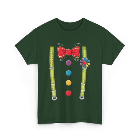 Bow Tie Suspenders Clown T-Shirt - Forest Green