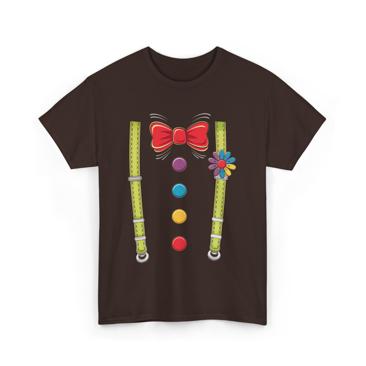 Bow Tie Suspenders Clown T-Shirt - Dark Chocolate