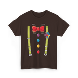 Bow Tie Suspenders Clown T-Shirt - Dark Chocolate