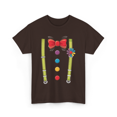 Bow Tie Suspenders Clown T-Shirt - Dark Chocolate