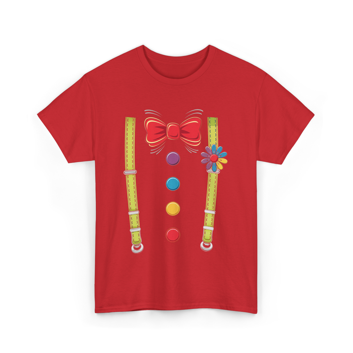 Bow Tie Suspenders Clown T-Shirt - Red