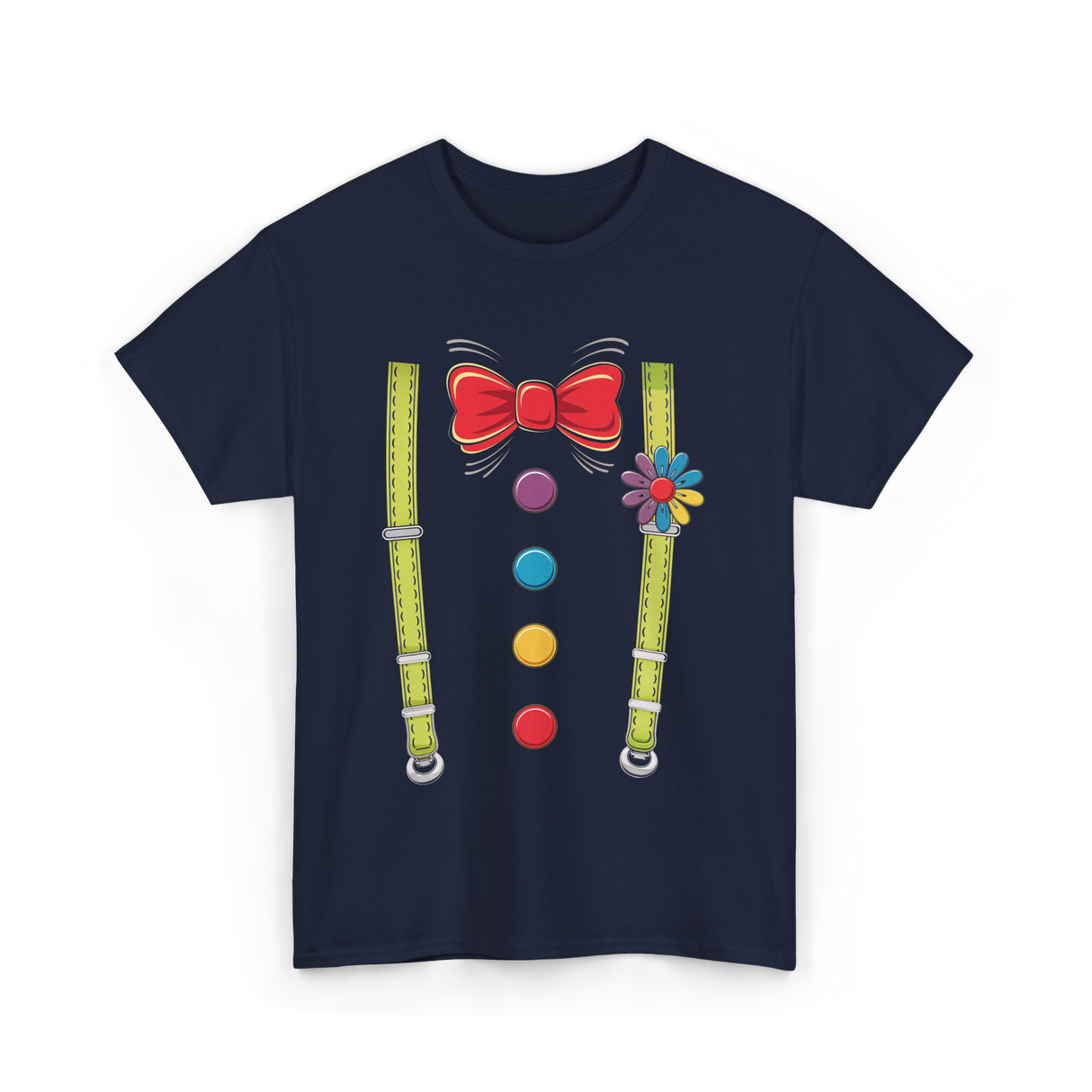 Bow Tie Suspenders Clown T-Shirt - Navy