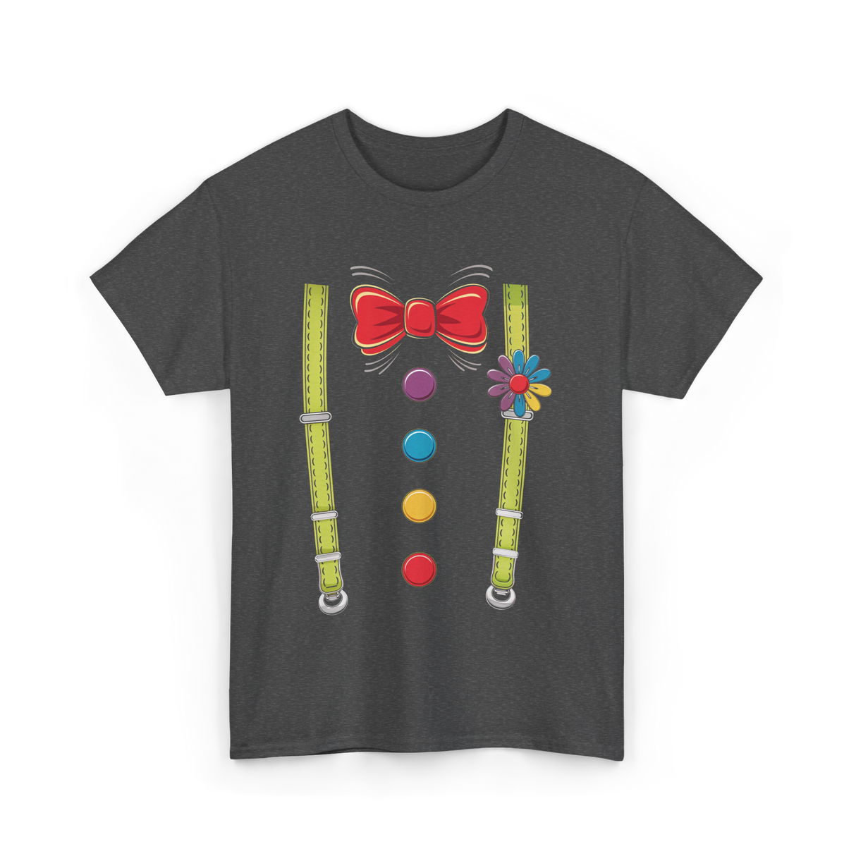 Bow Tie Suspenders Clown T-Shirt - Dark Heather