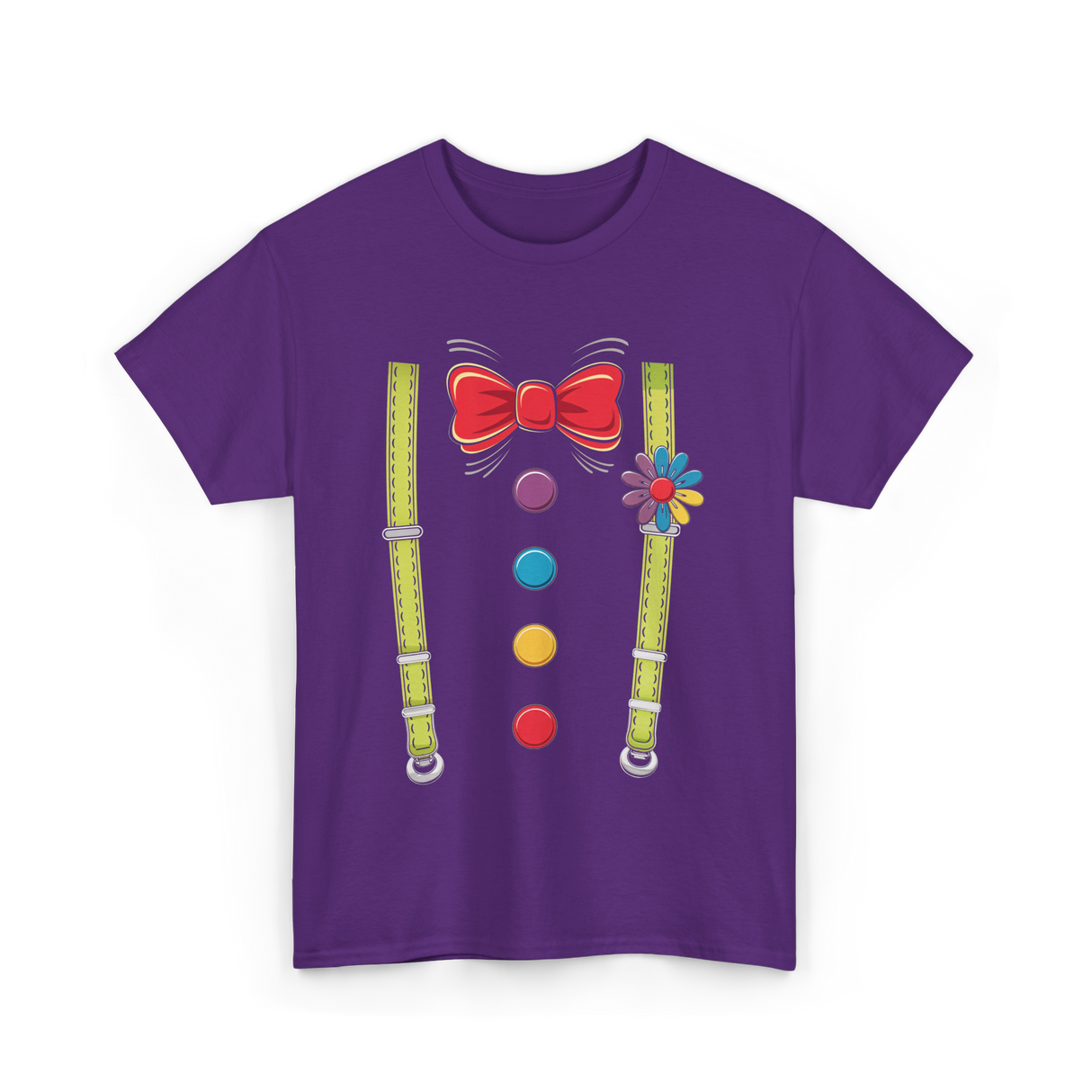 Bow Tie Suspenders Clown T-Shirt - Purple