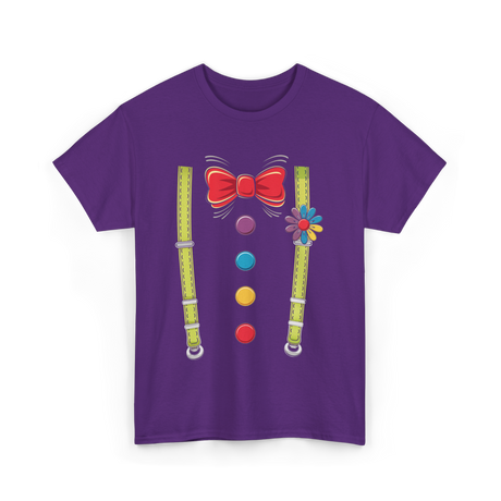 Bow Tie Suspenders Clown T-Shirt - Purple