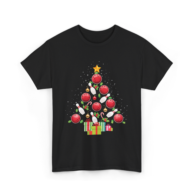 Bowling Christmas Tree Bowling T-Shirt - Black