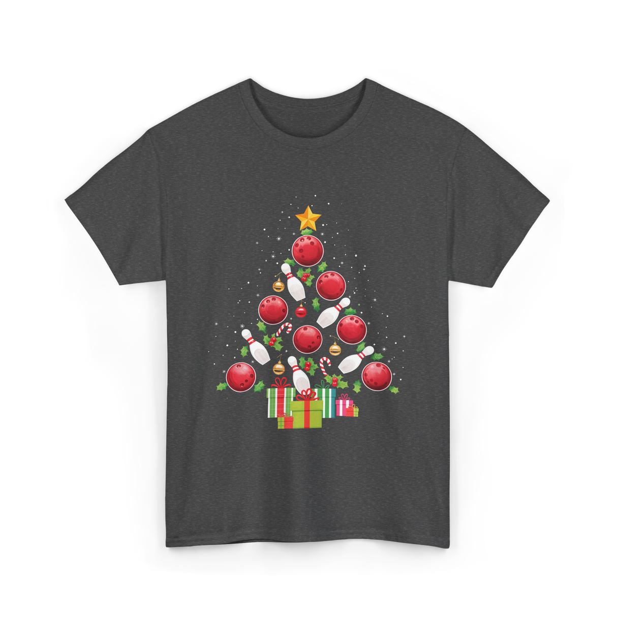 Bowling Christmas Tree Bowling T-Shirt - Dark Heather