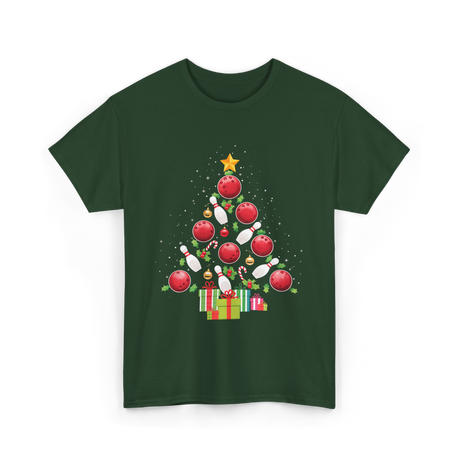 Bowling Christmas Tree Bowling T-Shirt - Forest Green