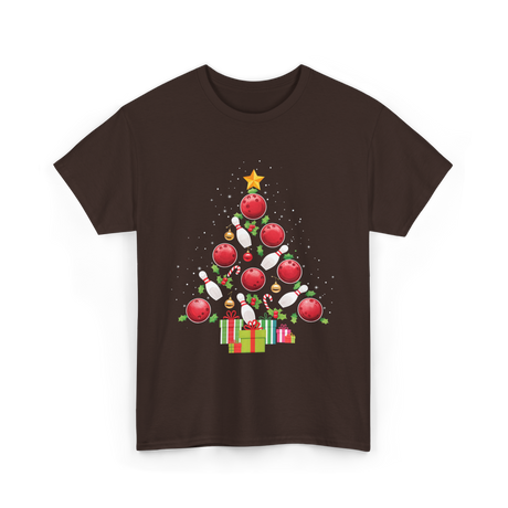 Bowling Christmas Tree Bowling T-Shirt - Dark Chocolate