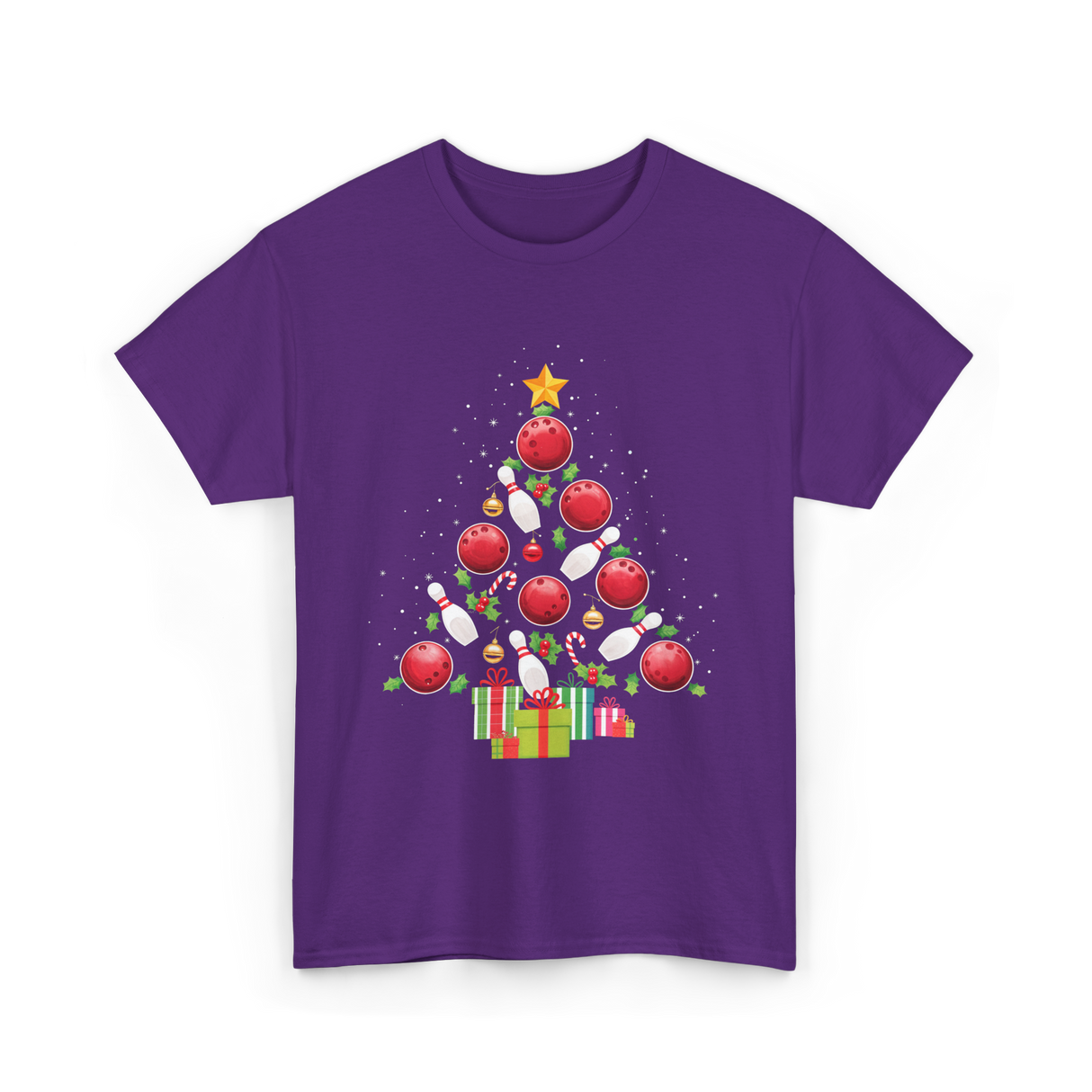 Bowling Christmas Tree Bowling T-Shirt - Purple