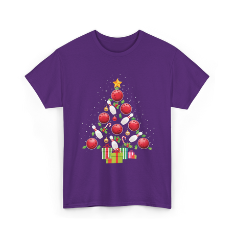 Bowling Christmas Tree Bowling T-Shirt - Purple