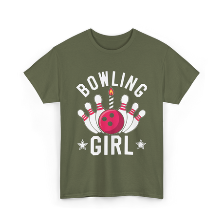 Bowling Girl Bowling T-Shirt - Military Green