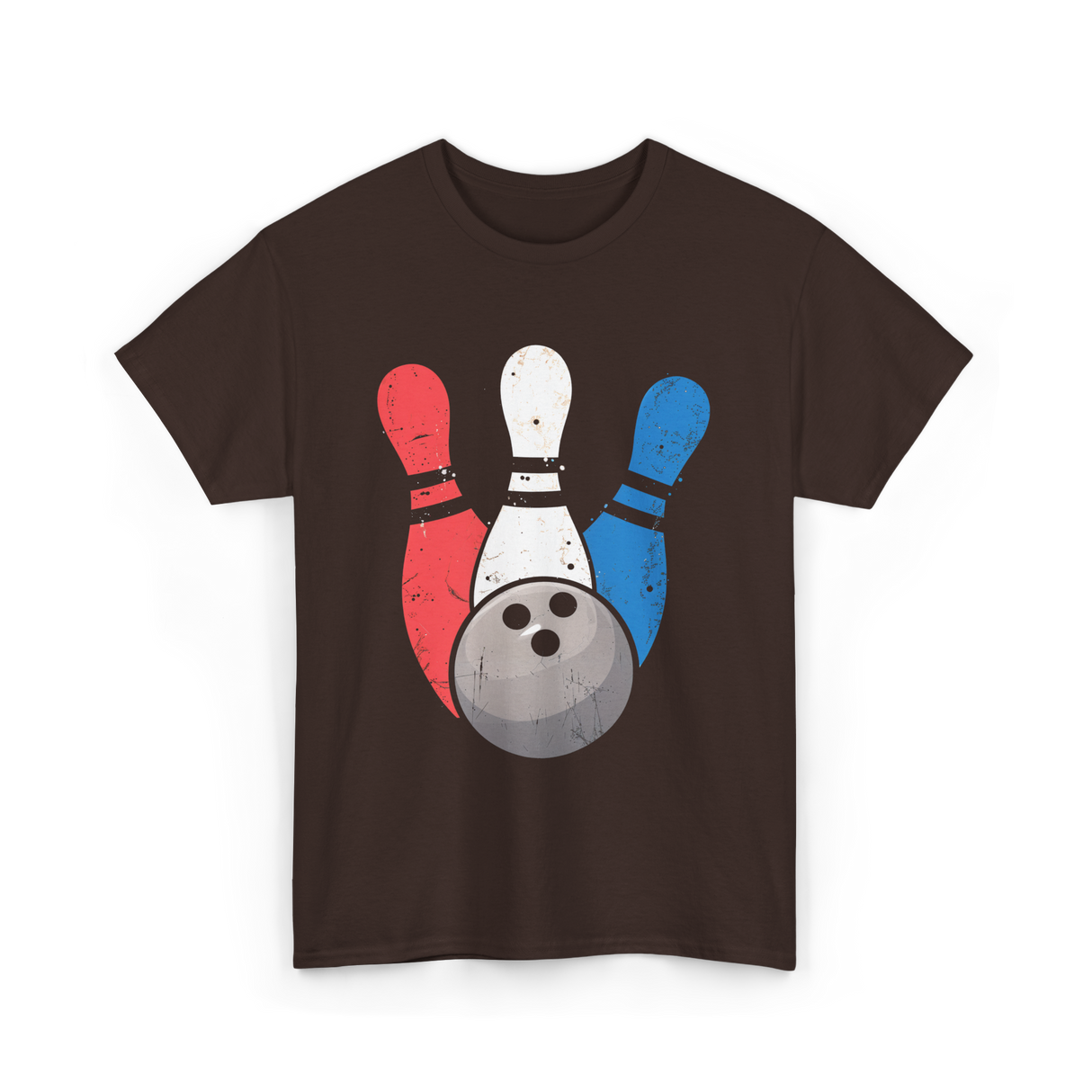 Bowling Pins And Ball Bowling T-Shirt - Dark Chocolate