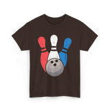 Bowling Pins And Ball Bowling T-Shirt - Dark Chocolate