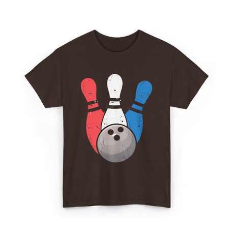 Bowling Pins And Ball Bowling T-Shirt - Dark Chocolate