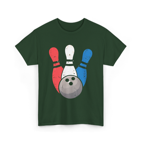 Bowling Pins And Ball Bowling T-Shirt - Forest Green