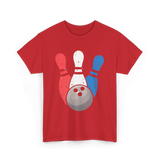 Bowling Pins And Ball Bowling T-Shirt - Red