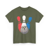 Bowling Pins And Ball Bowling T-Shirt - Military Green