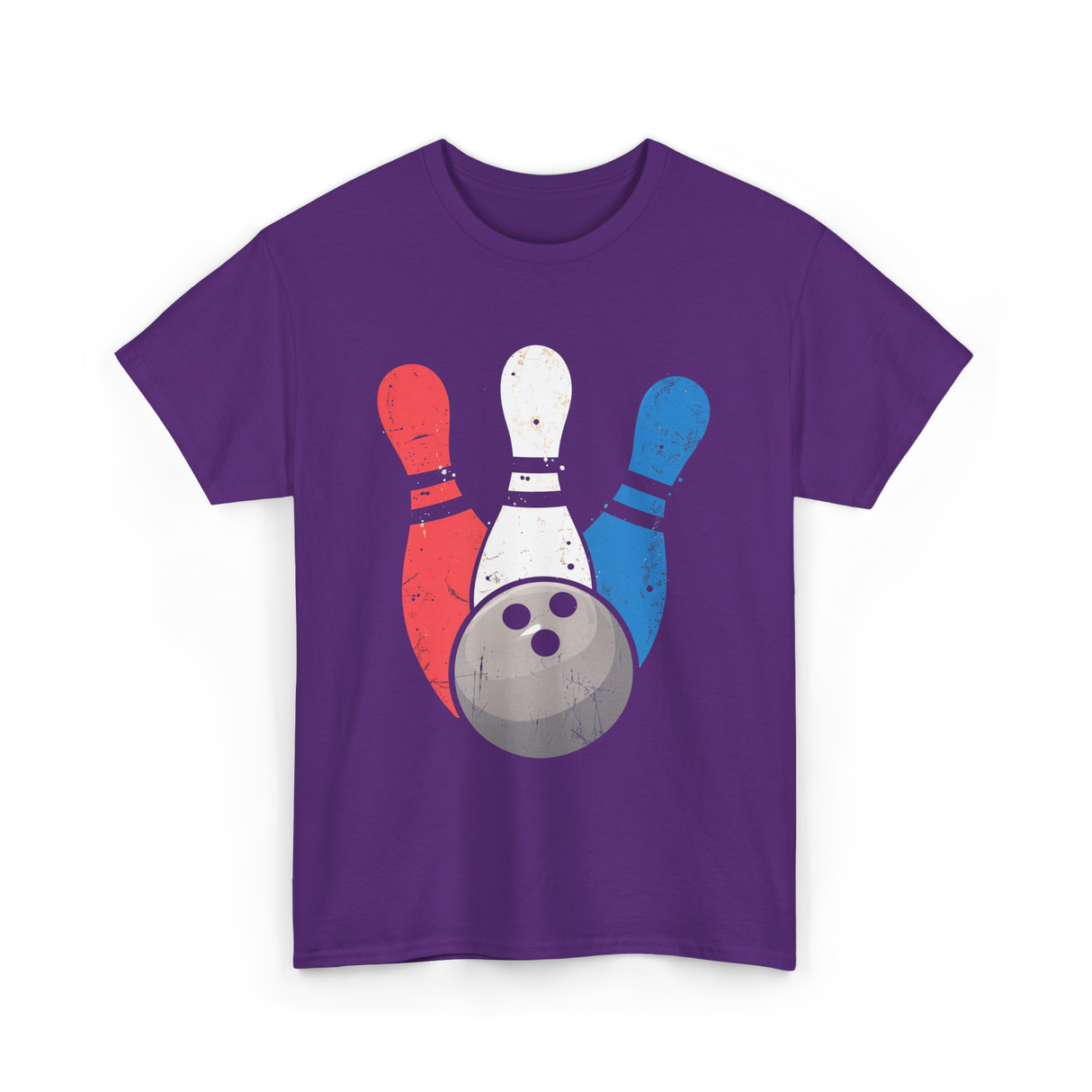 Bowling Pins And Ball Bowling T-Shirt - Purple