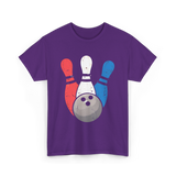 Bowling Pins And Ball Bowling T-Shirt - Purple