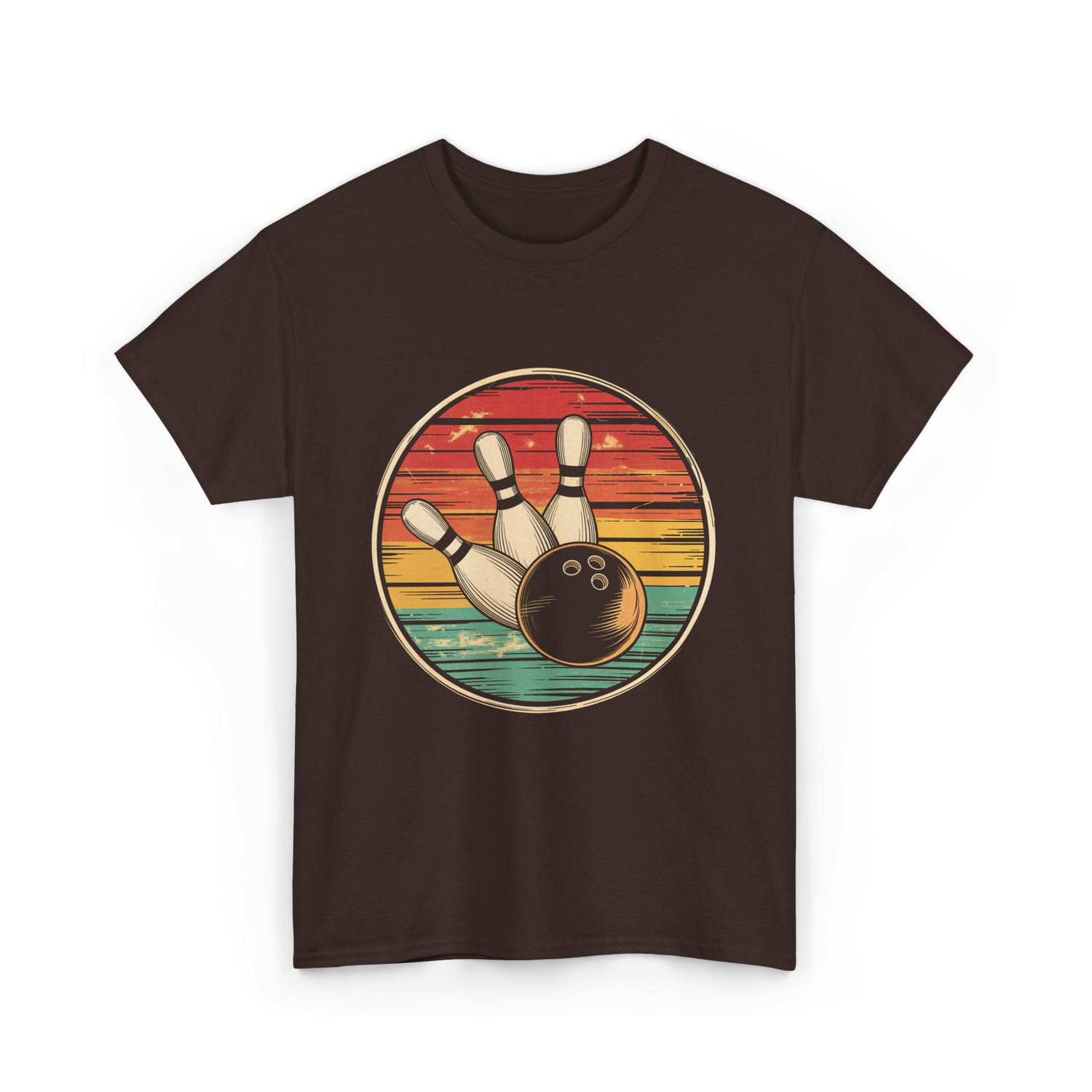 Bowling Vintage Retro Bowling T-Shirt - Dark Chocolate
