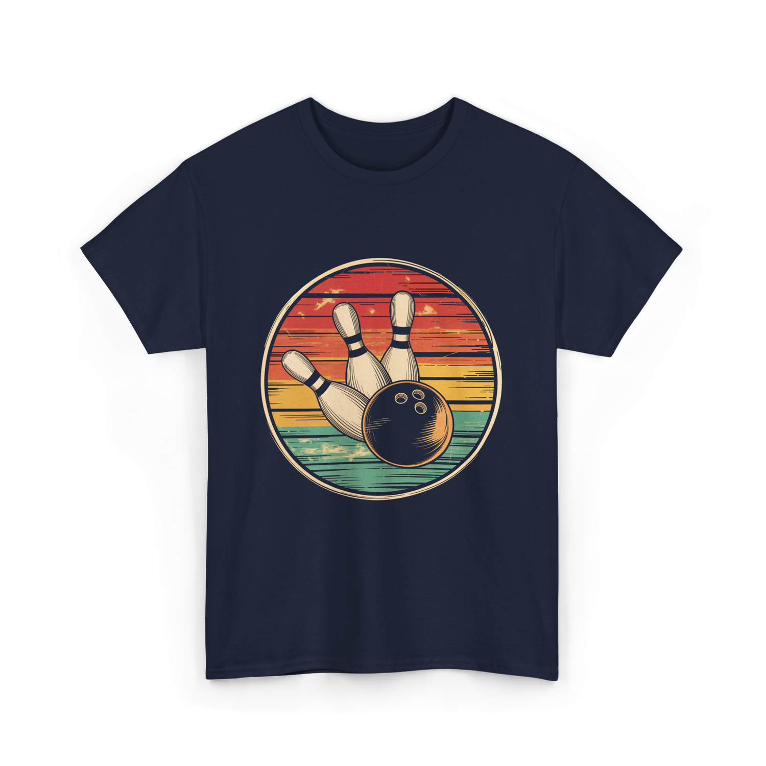 Bowling Vintage Retro Bowling T-Shirt - Navy