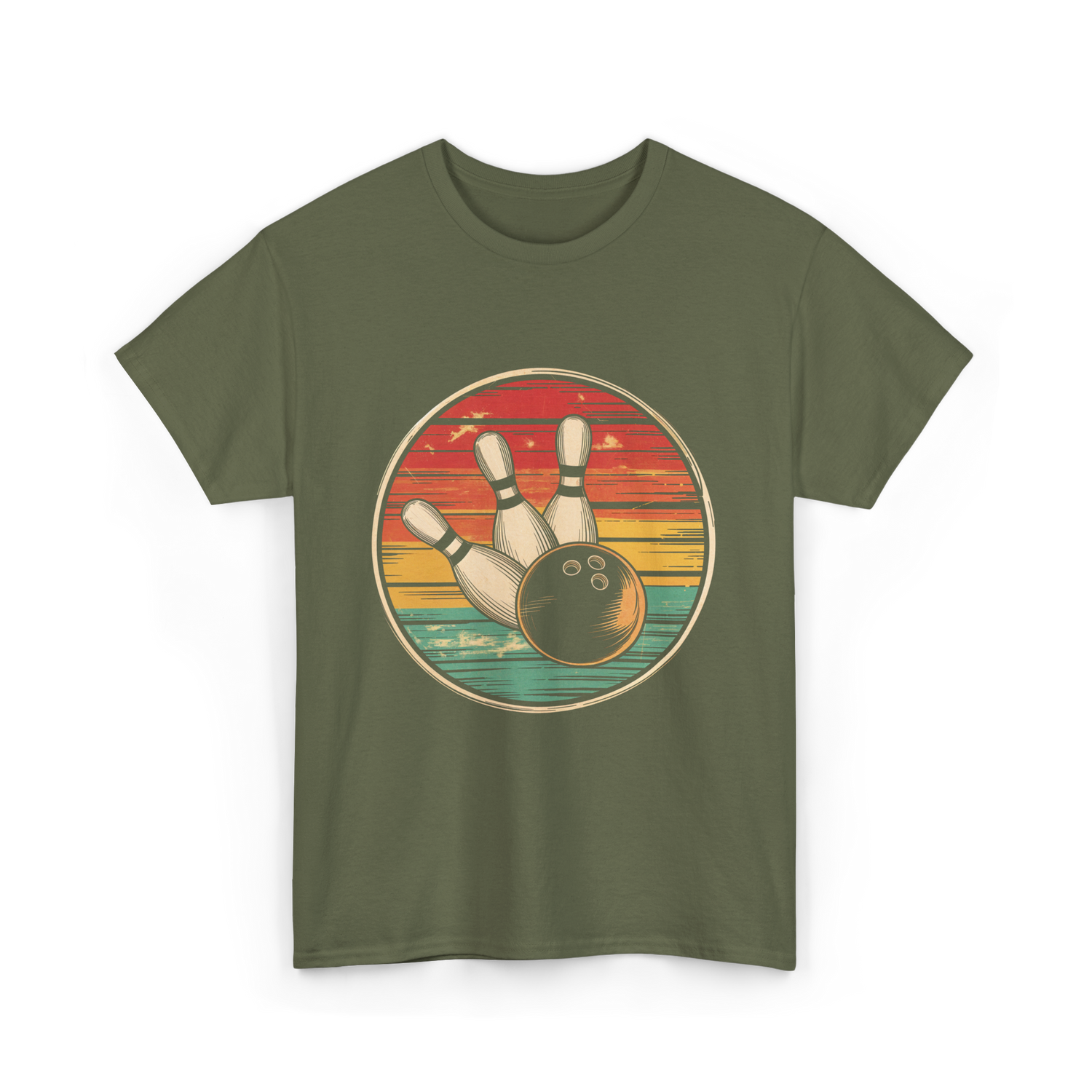 Bowling Vintage Retro Bowling T-Shirt - Military Green