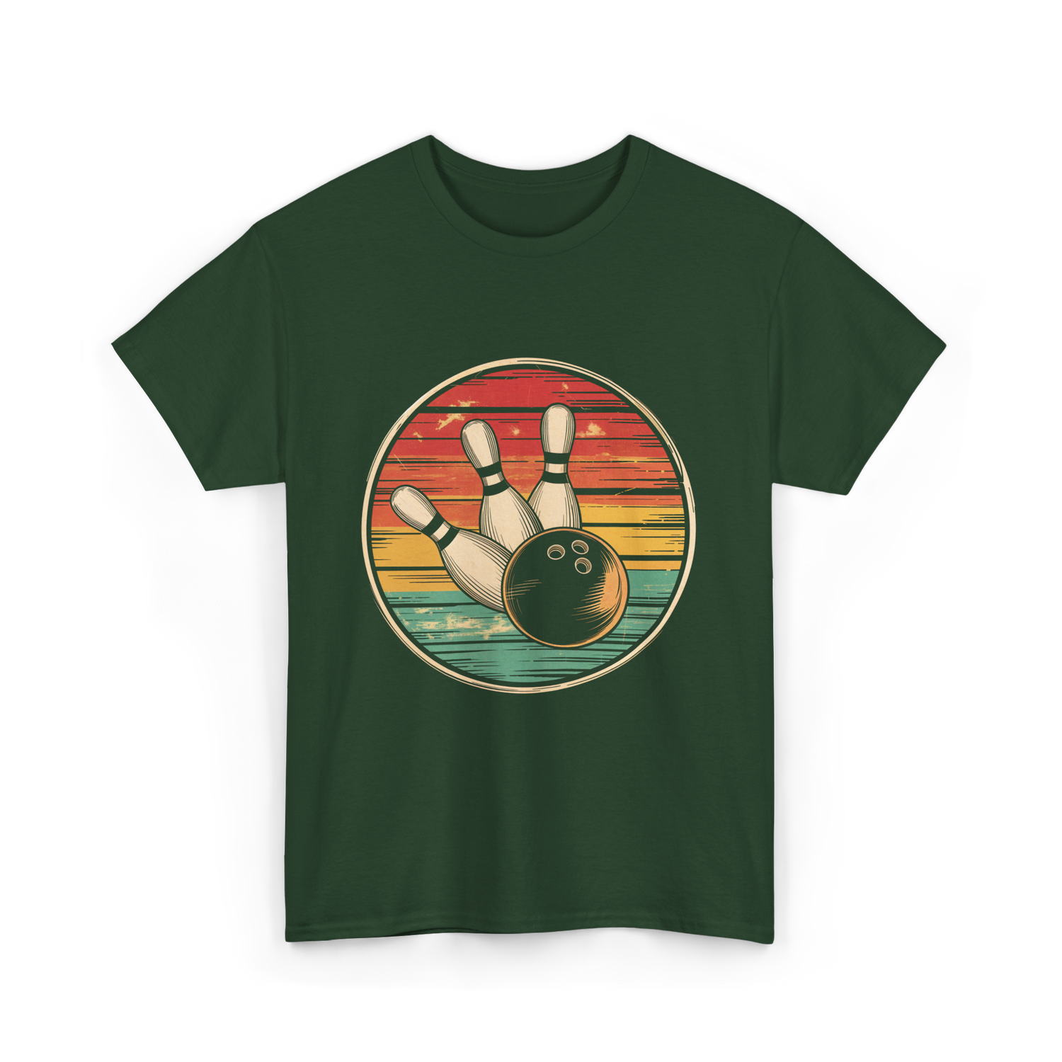 Bowling Vintage Retro Bowling T-Shirt - Forest Green