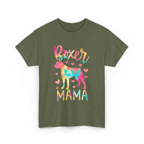 Boxer Mama Colorful Boxer Dog Mom T-Shirt - Military Green