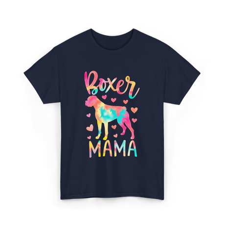 Boxer Mama Colorful Boxer Dog Mom T-Shirt - Navy