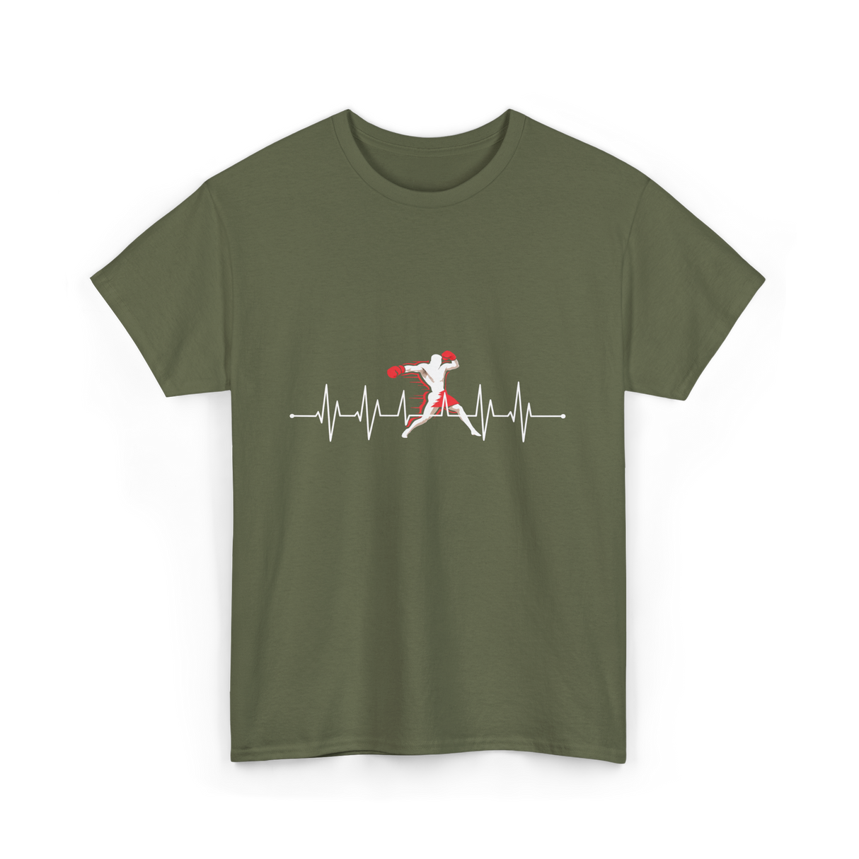 Boxing Heartbeat Sports Boxing T-Shirt - Military Green