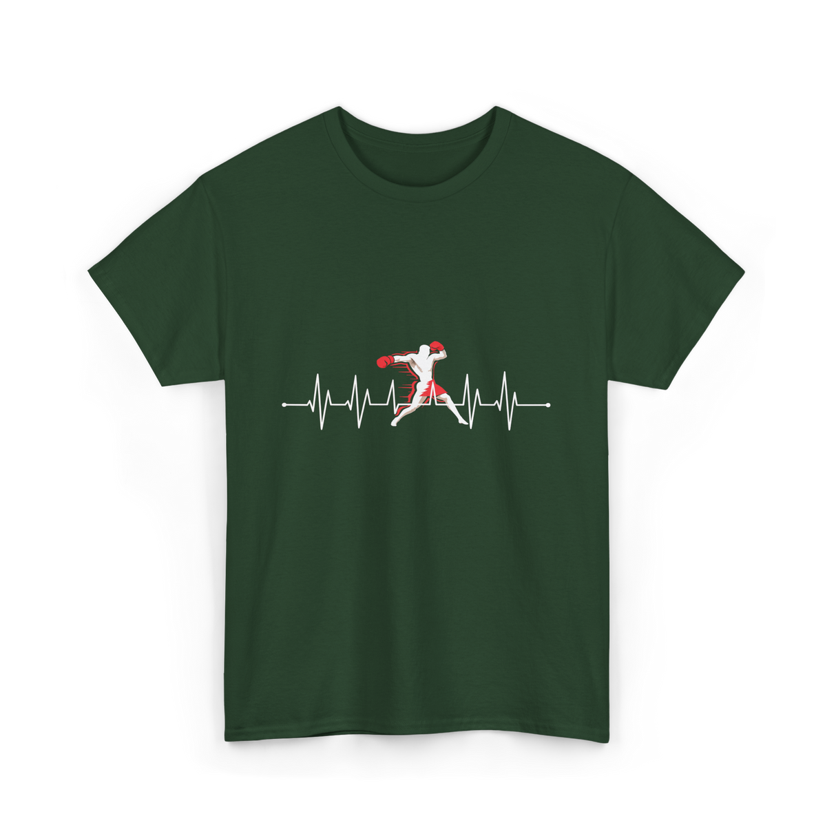 Boxing Heartbeat Sports Boxing T-Shirt - Forest Green