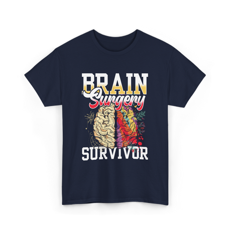 Brain Surgery Survivor Brain Health T-Shirt - Navy