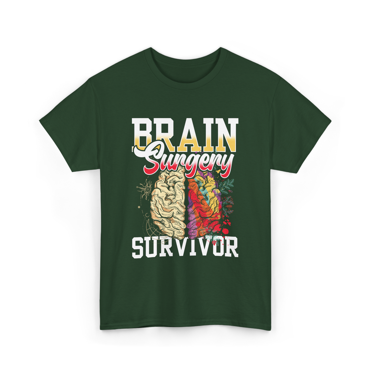 Brain Surgery Survivor Brain Health T-Shirt - Forest Green